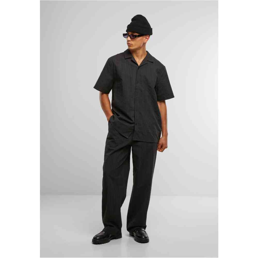 Urban Classics - Seersucker Resort Overhemd - Zwart